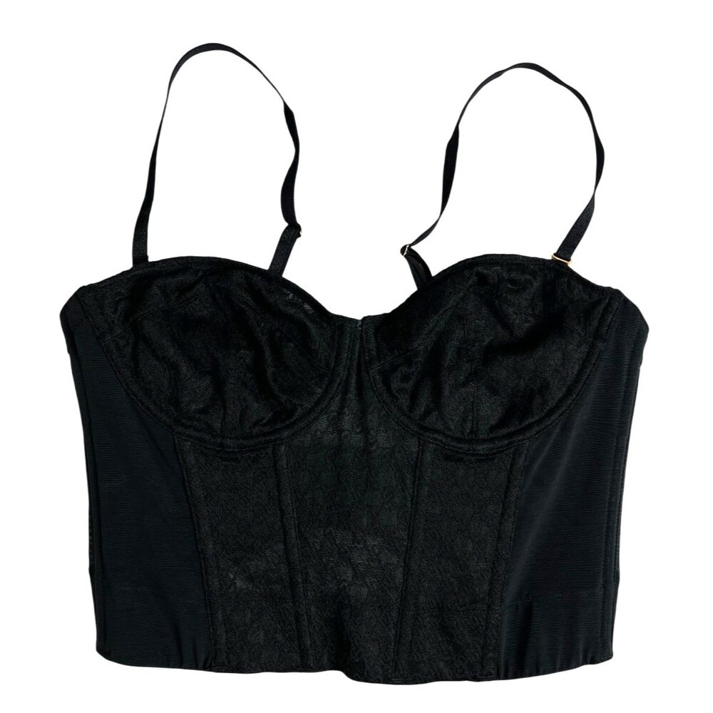 Victoria's Secret Black Very Sexy VS Archives Monogram Corset Bra Top Size 34C - Picture 2 of 13